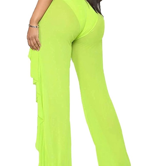 Neon Green Mesh Bikini Bottom Cover Up Pants - Picture 3 of 6